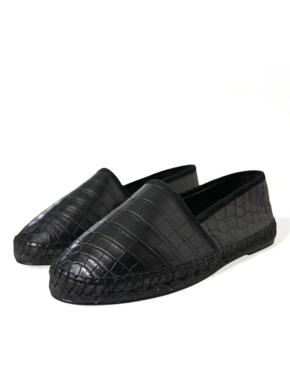 Men’s Dolce & Gabbana Black Exotic Leather Espadrilles Slip on Shoes