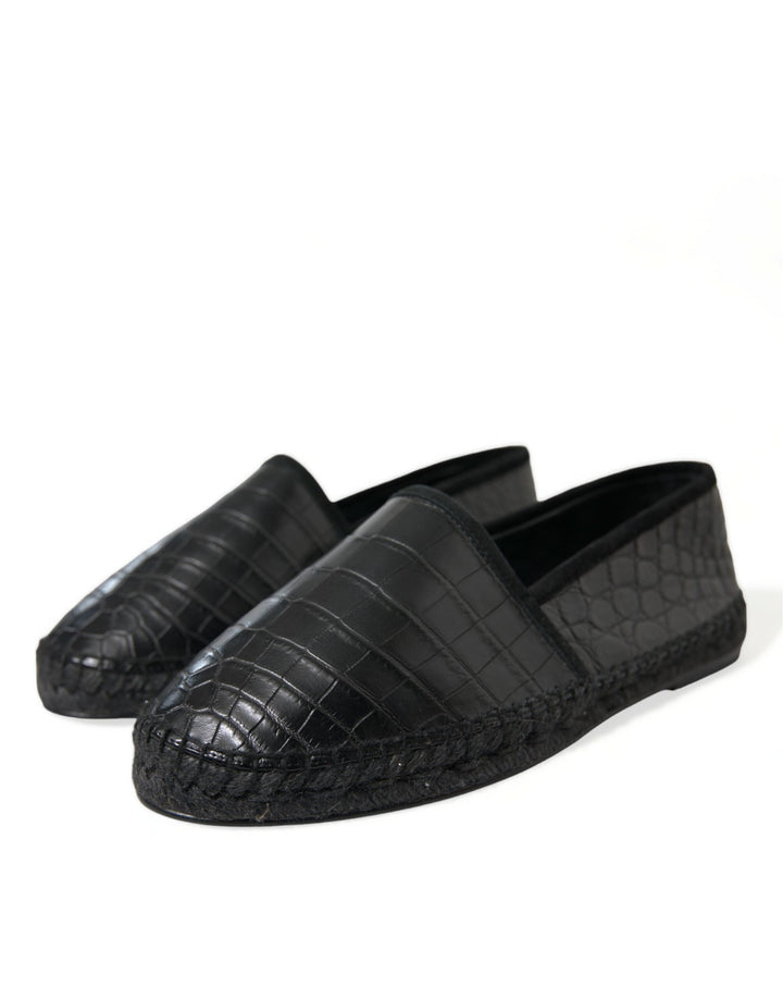 Men’s Dolce &amp; Gabbana Black Exotic Leather Espadrilles Slip on Shoes