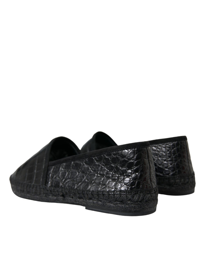 Men’s Dolce &amp; Gabbana Black Exotic Leather Espadrilles Slip on Shoes