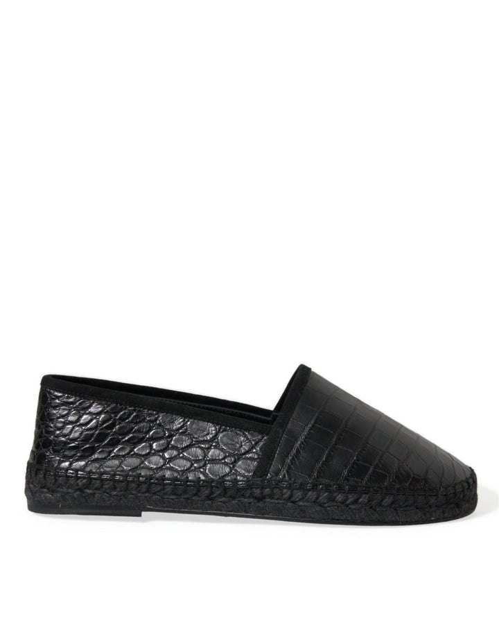 Men’s Dolce &amp; Gabbana Black Exotic Leather Espadrilles Slip on Shoes