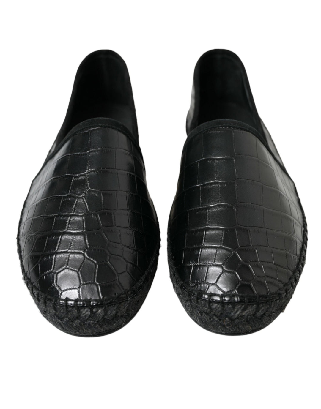 Men’s Dolce & Gabbana Black Exotic Leather Espadrilles Slip on Shoes