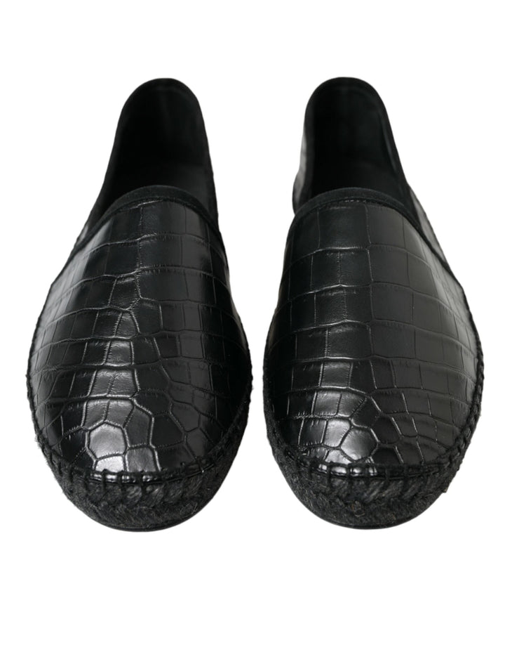 Men’s Dolce &amp; Gabbana Black Exotic Leather Espadrilles Slip on Shoes