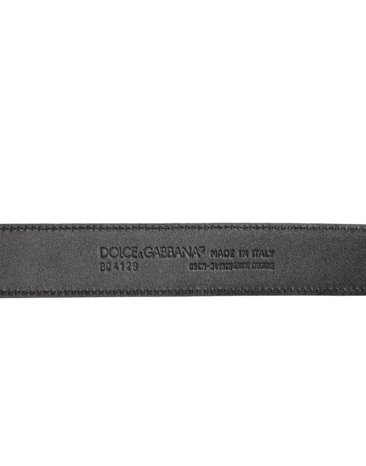 Dolce &amp; Gabbana Black Exotic Leather Metal Logo Buckle Belt