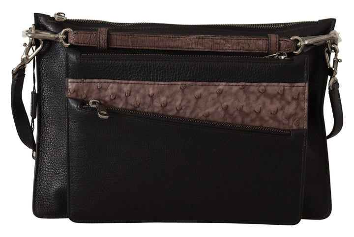 Men’s Dolce &amp; Gabbana Black Exotic Leather Shoulder Sling Alta Sartoria Bag