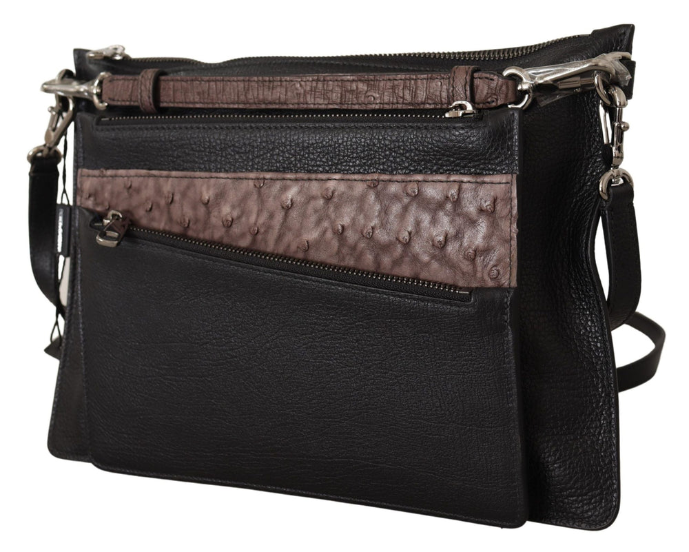 Men’s Dolce & Gabbana Black Exotic Leather Shoulder Sling Alta Sartoria Bag