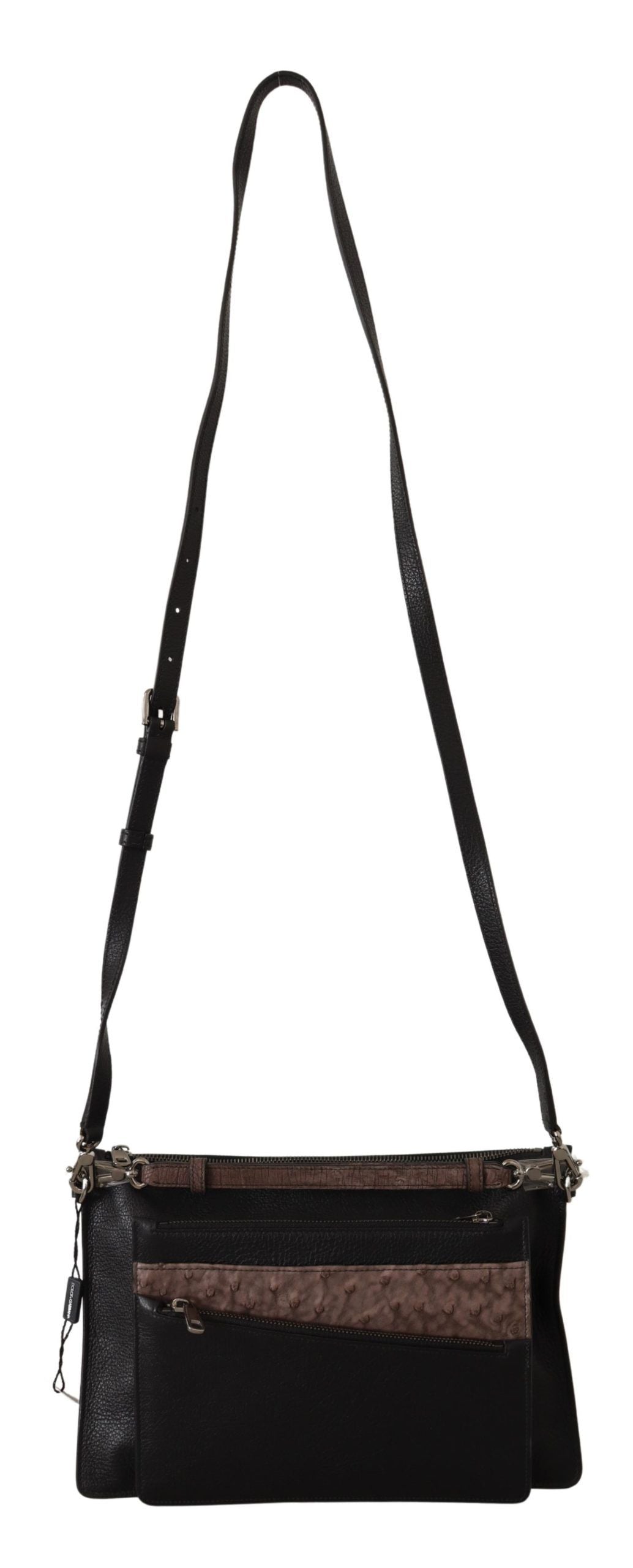 Men’s Dolce &amp; Gabbana Black Exotic Leather Shoulder Sling Alta Sartoria Bag
