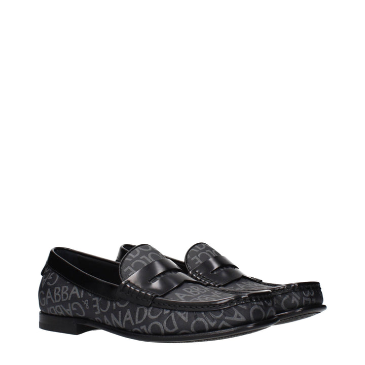 Men’s Dolce &amp; Gabbana Black Fabric Slip-on Loafers