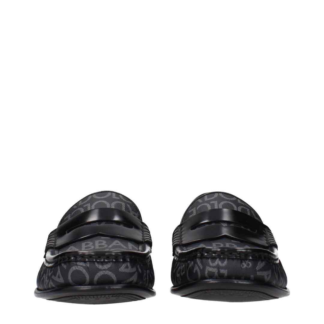 Men’s Dolce &amp; Gabbana Black Fabric Slip-on Loafers