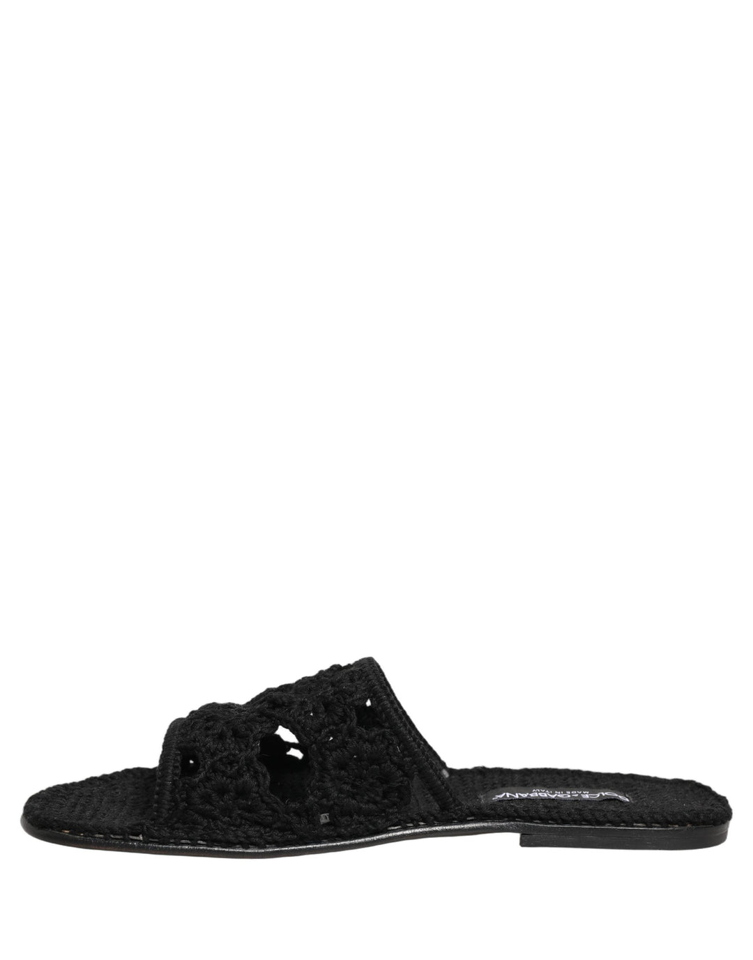 Men’s Dolce &amp; Gabbana Black Fabric Woven Slides Sandals Flats Shoes