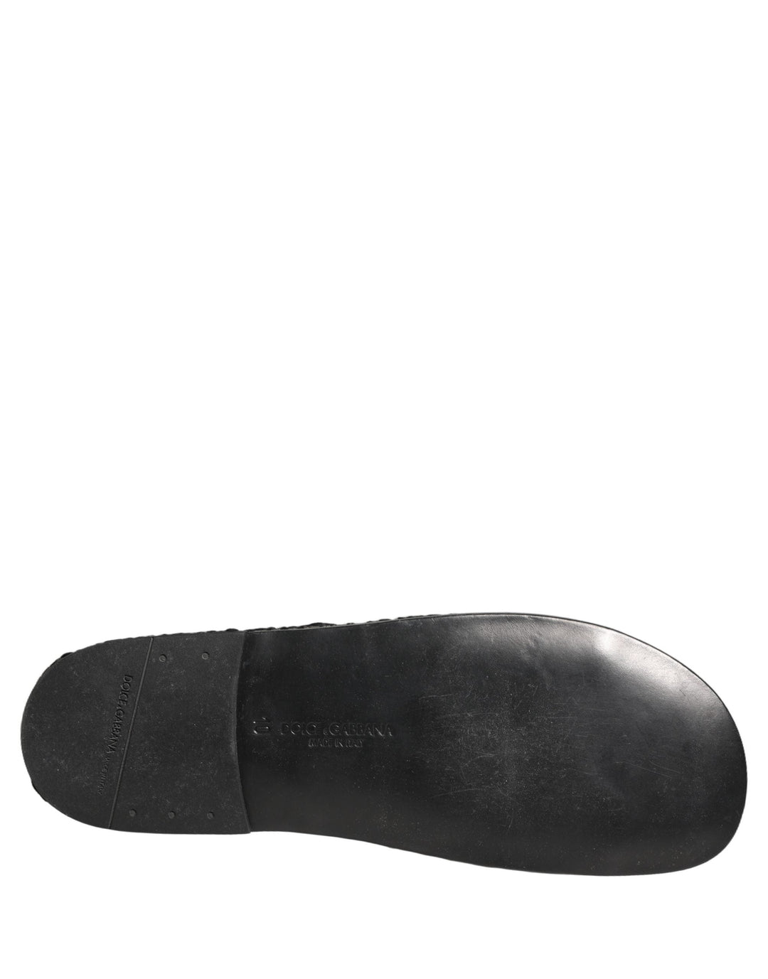 Men’s Dolce &amp; Gabbana Black Fabric Woven Slides Sandals Flats Shoes