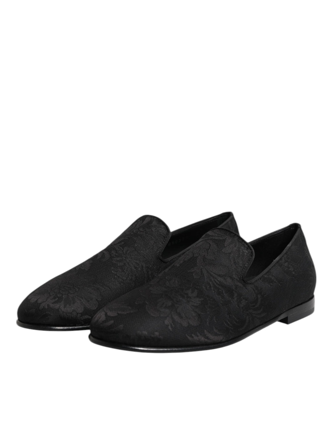 Men’s Dolce &amp; Gabbana Black Floral Brocade Loafers Men Dress Shoes