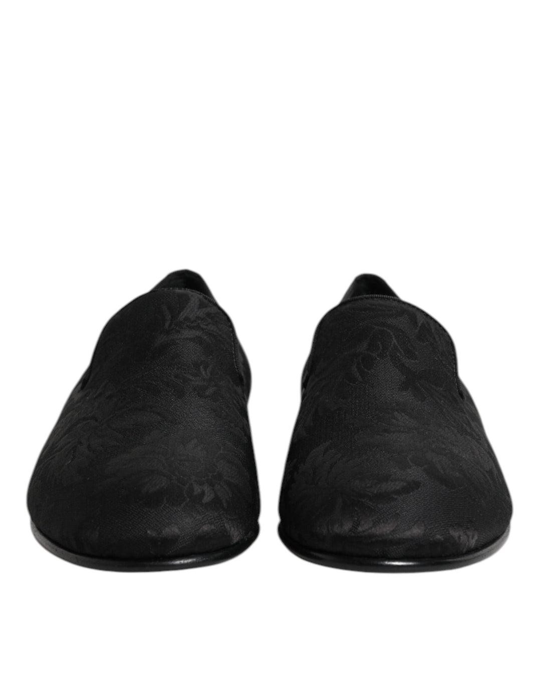 Men’s Dolce &amp; Gabbana Black Floral Brocade Loafers Men Dress Shoes