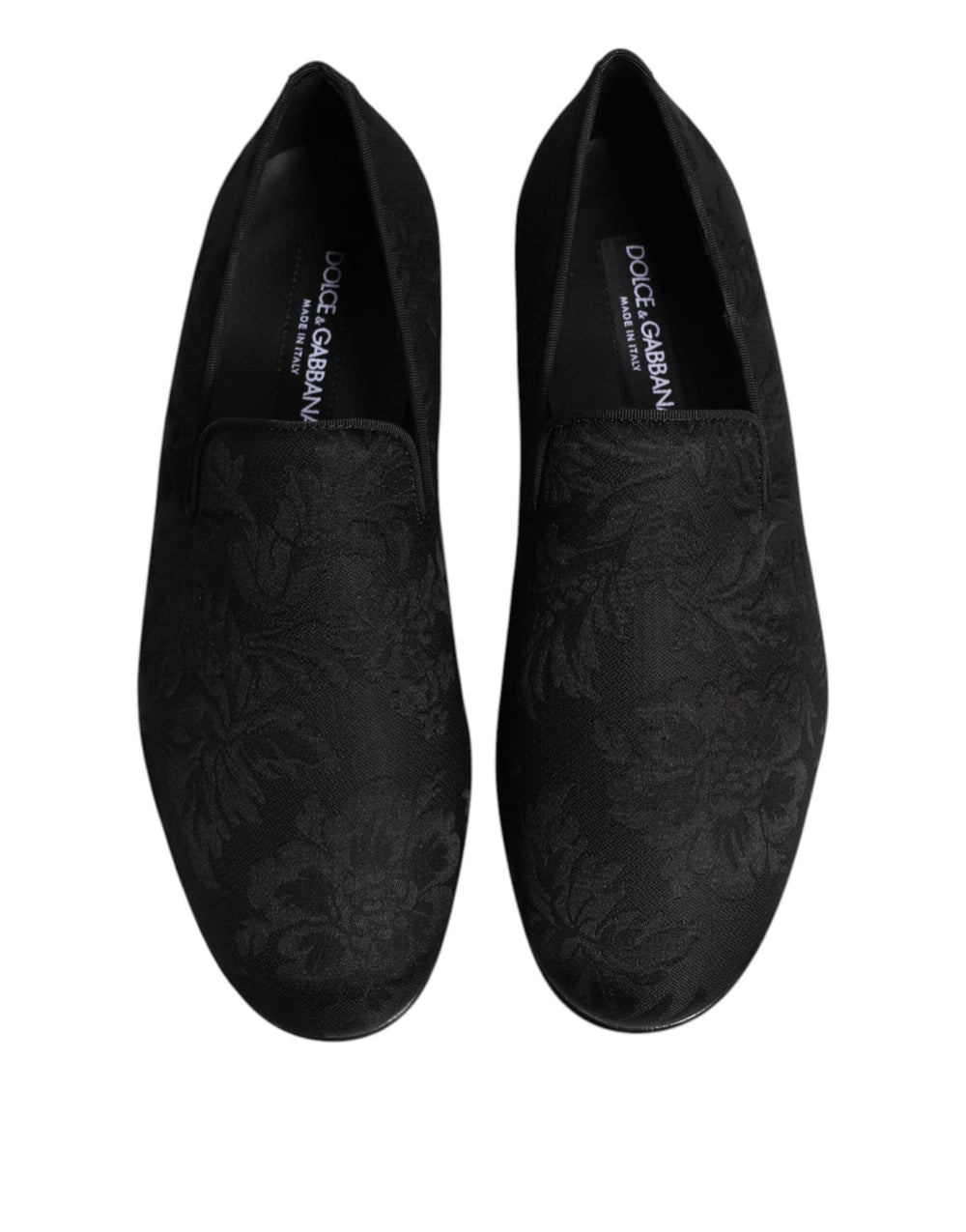 Men’s Dolce & Gabbana Black Floral Brocade Loafers Men Dress Shoes