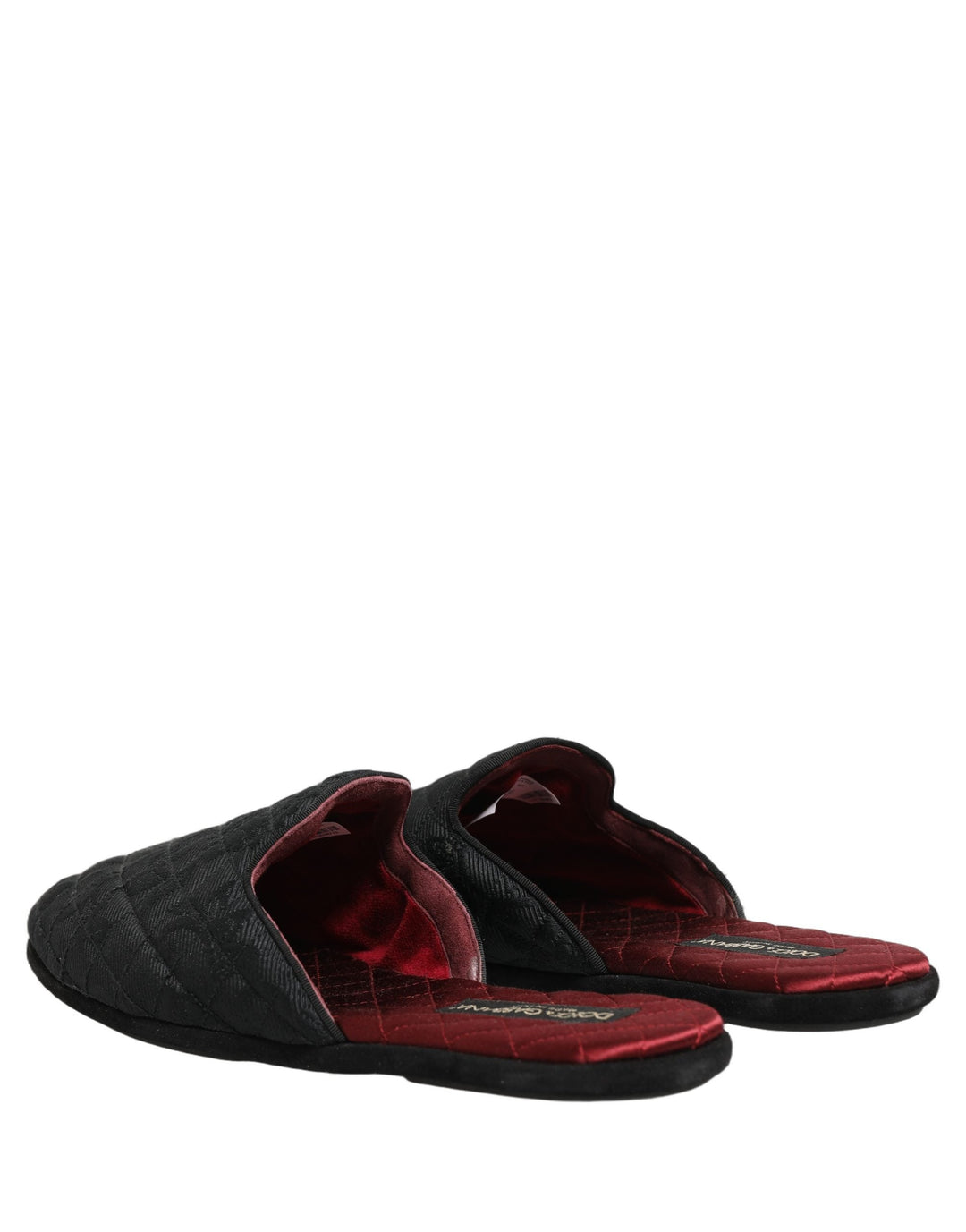 Men’s Dolce &amp; Gabbana Black Floral Brocade Slides Slippers Shoes