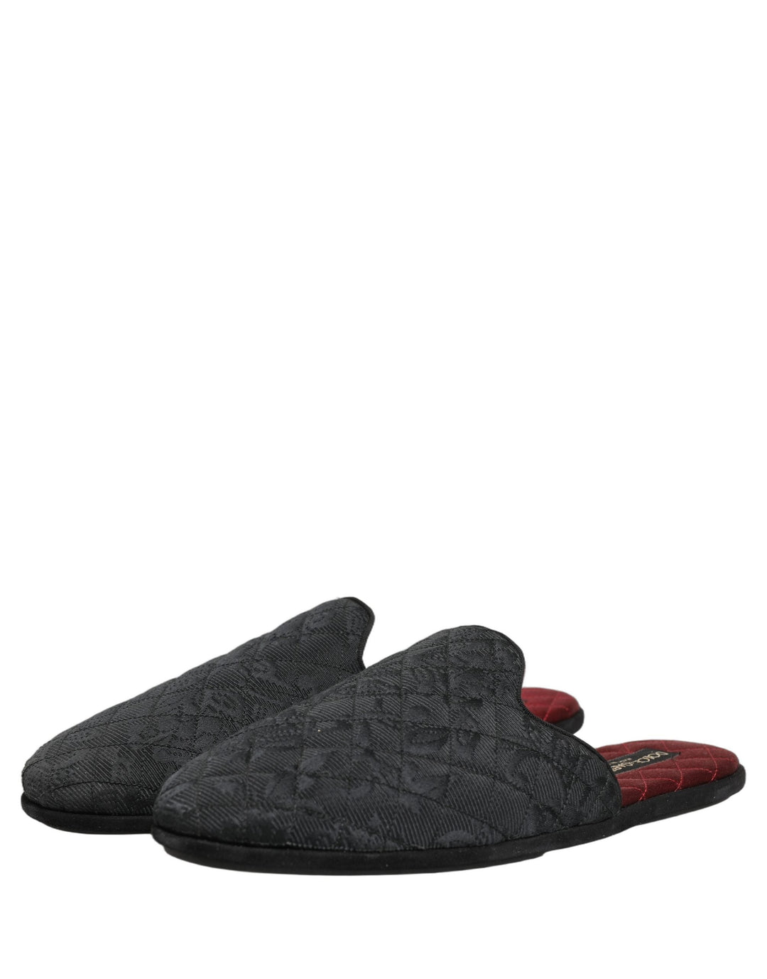 Men’s Dolce &amp; Gabbana Black Floral Brocade Slides Slippers Shoes