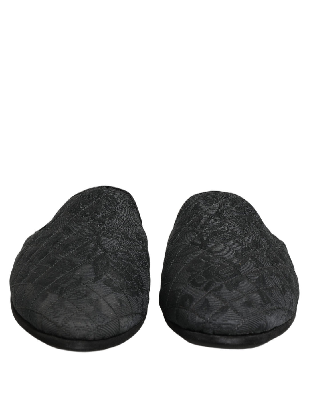 Men’s Dolce &amp; Gabbana Black Floral Brocade Slides Slippers Shoes
