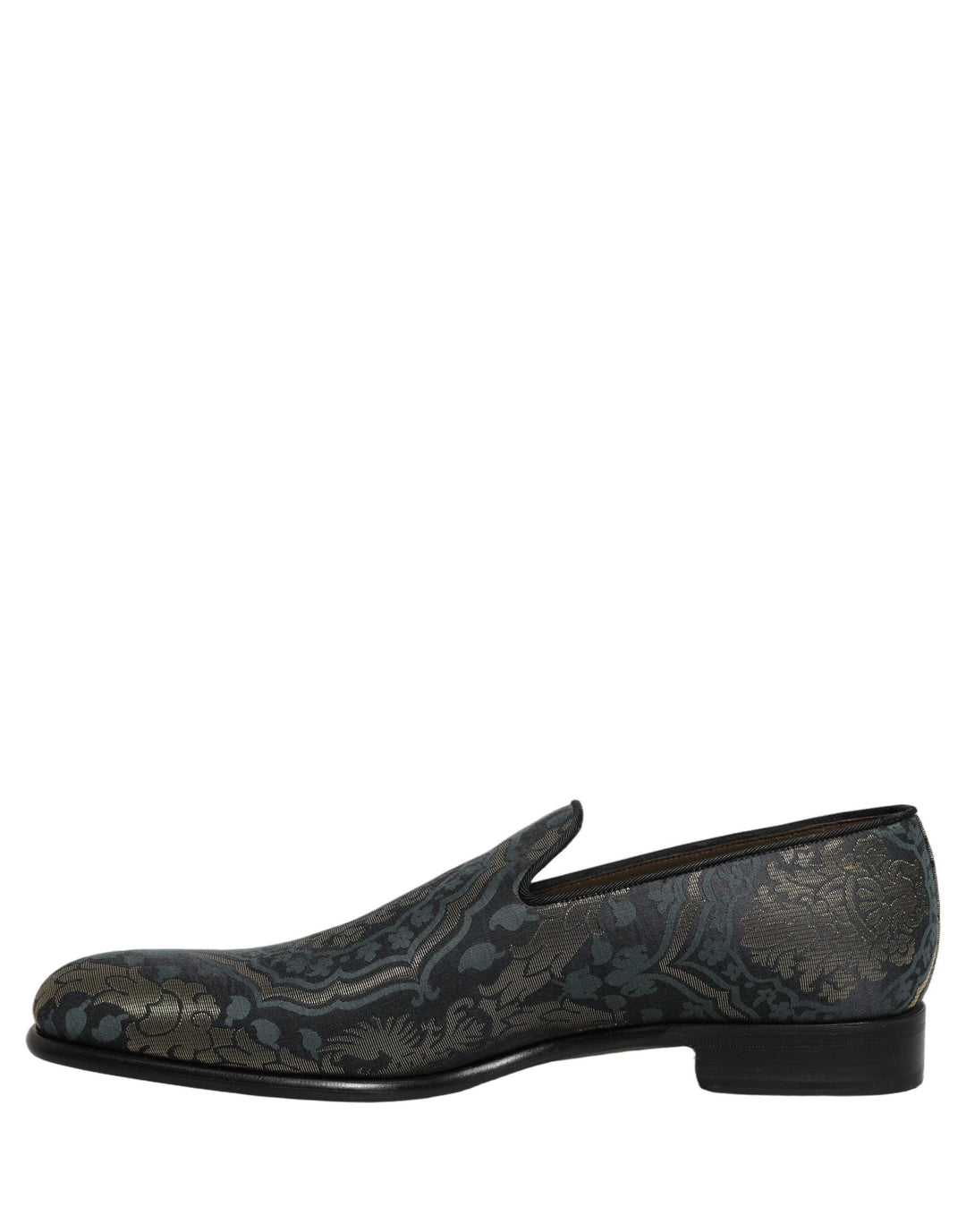 Men’s Dolce &amp; Gabbana Black Floral Brocade Slip on Loafers Shoes