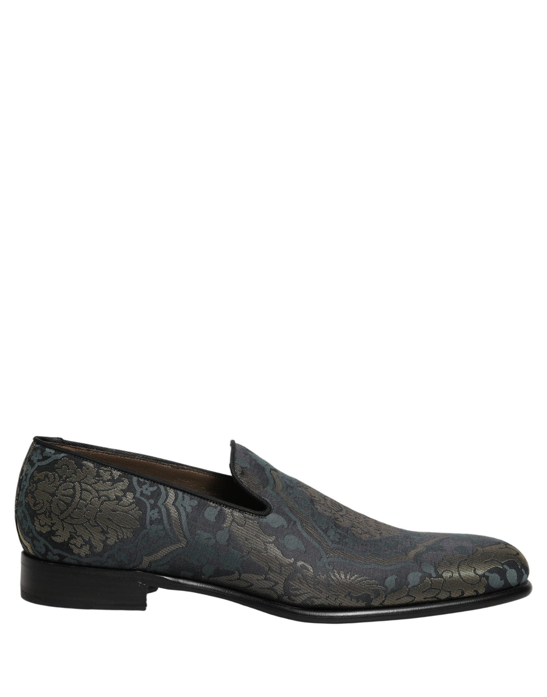 Men’s Dolce &amp; Gabbana Black Floral Brocade Slip on Loafers Shoes