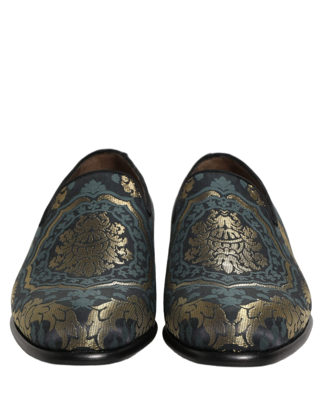 Men’s Dolce &amp; Gabbana Black Floral Brocade Slip on Loafers Shoes