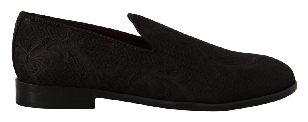 Men’s Dolce &amp; Gabbana Black Floral Brocade Slippers Loafers Shoes
