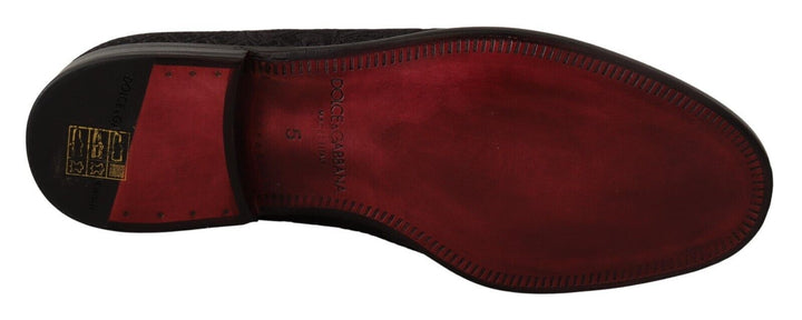 Men’s Dolce &amp; Gabbana Black Floral Brocade Slippers Loafers Shoes