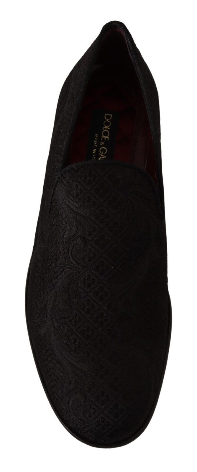 Men’s Dolce &amp; Gabbana Black Floral Brocade Slippers Loafers Shoes