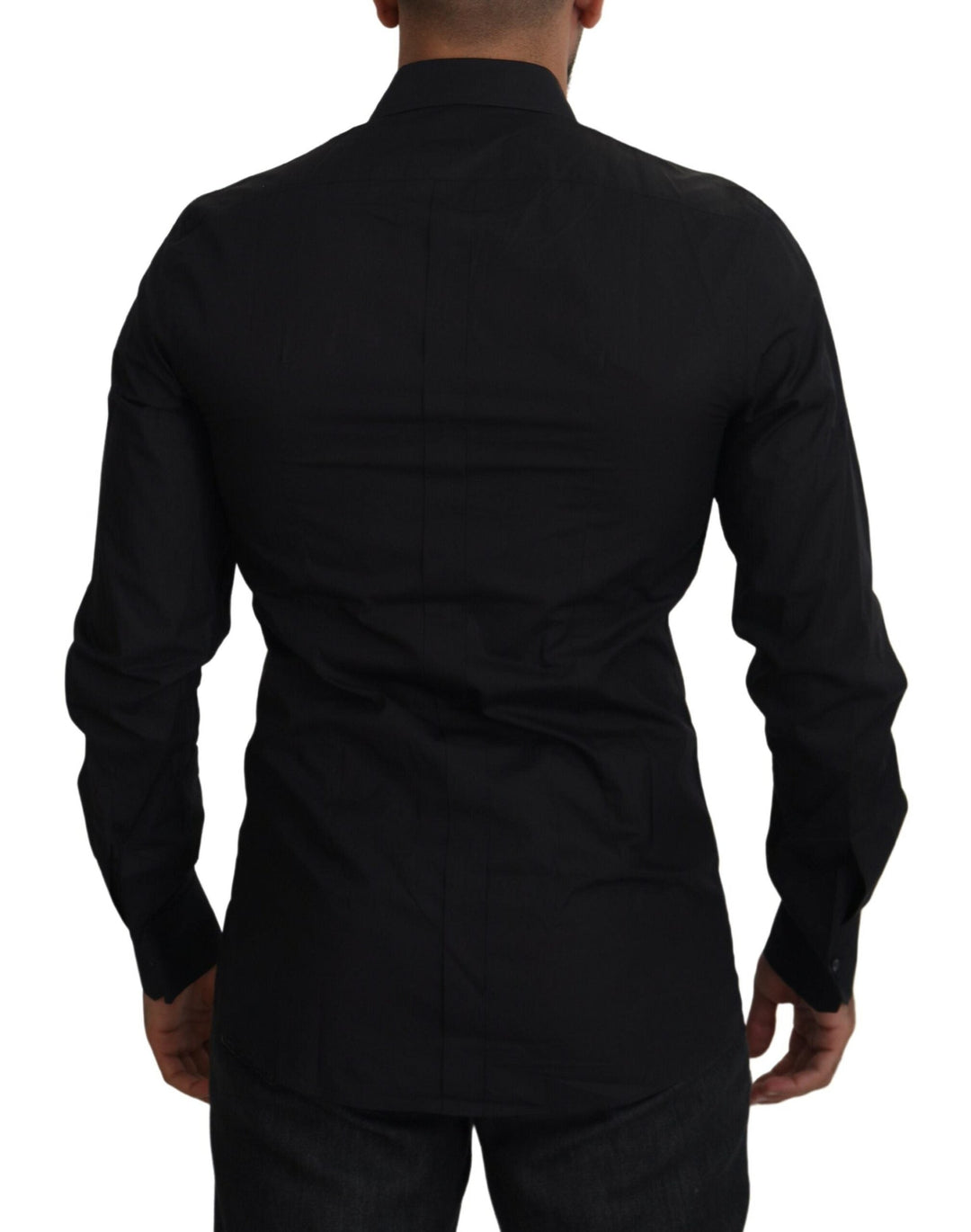 Dolce &amp; Gabbana Black Floral Embroidery Men Long Sleeves GOLD Shirt