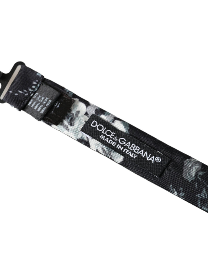 Men’s Dolce &amp; Gabbana Black Floral Fantasy Adjustable Neck Men Bow Tie
