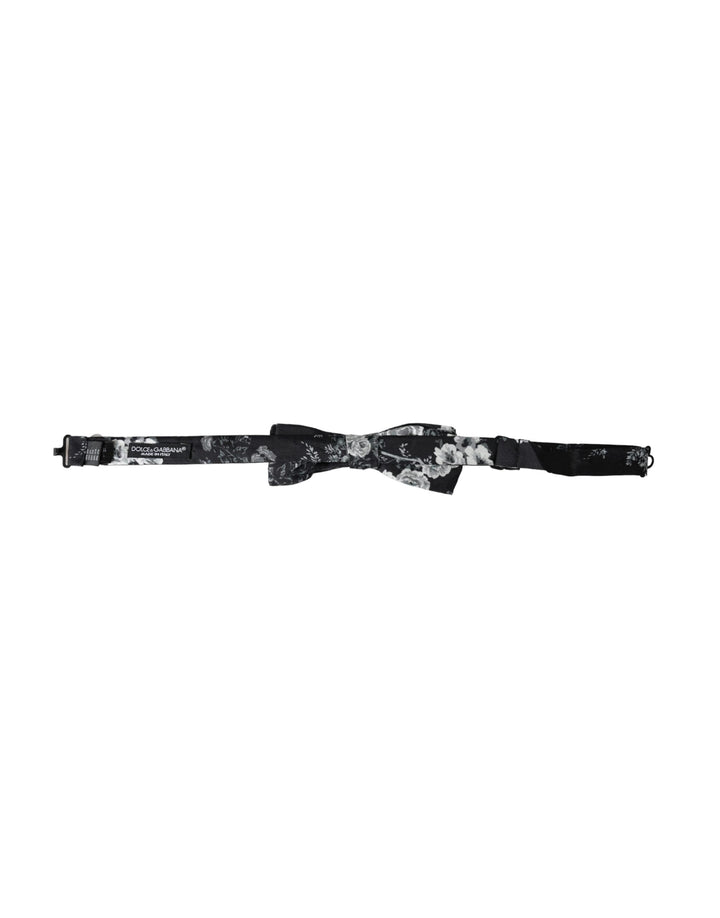 Men’s Dolce &amp; Gabbana Black Floral Fantasy Adjustable Neck Men Bow Tie