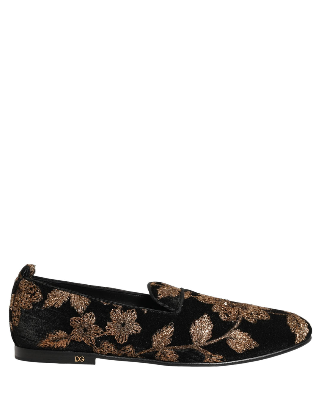 Men’s Dolce &amp; Gabbana Black Floral Jacquard Dress Loafers Shoes
