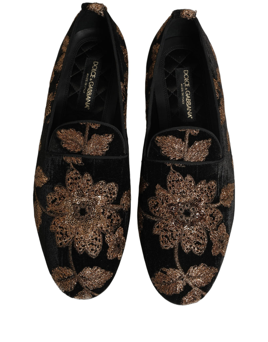 Men’s Dolce &amp; Gabbana Black Floral Jacquard Dress Loafers Shoes