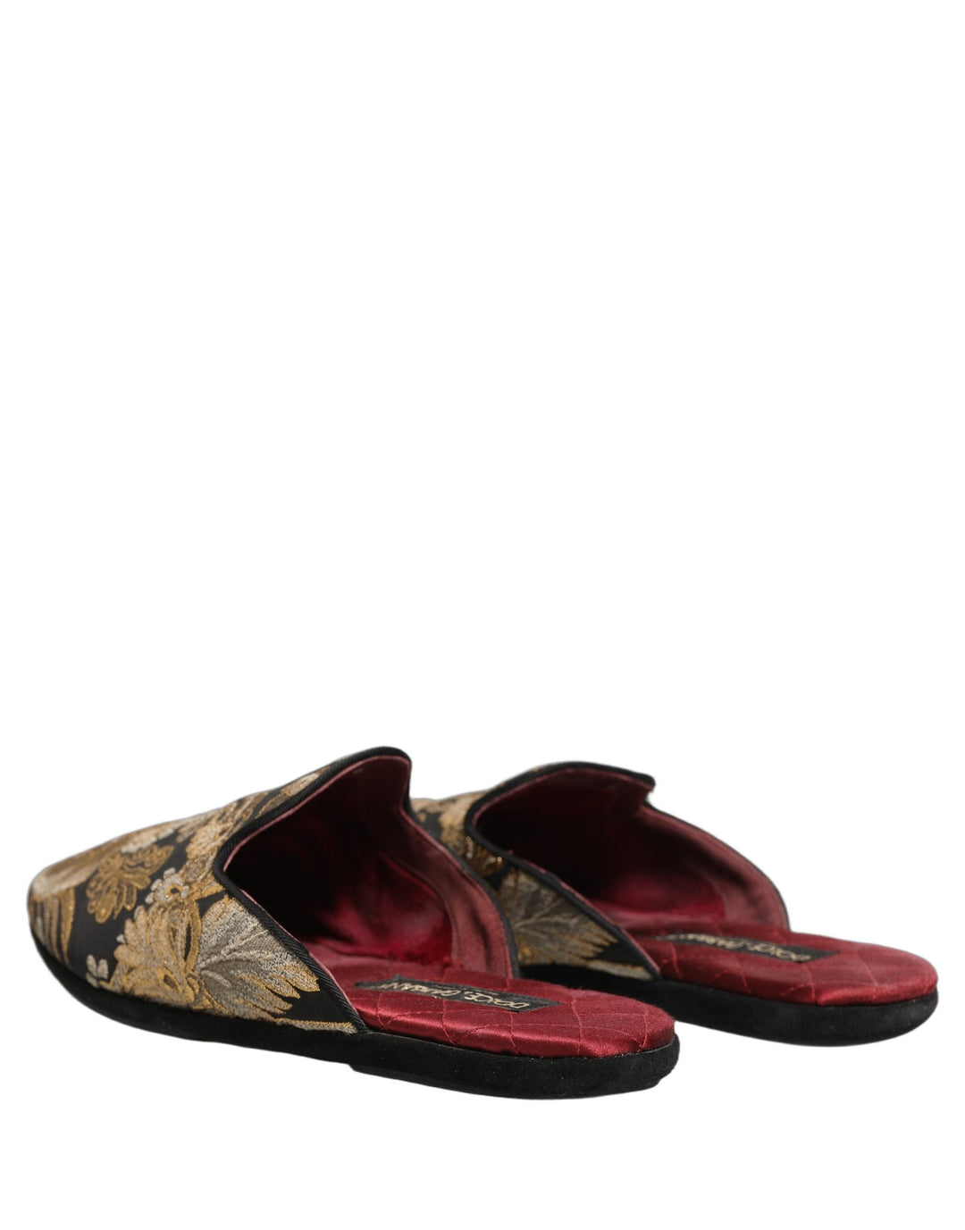 Men’s Dolce &amp; Gabbana Black Floral Jacquard Flats Sandals Men Shoes