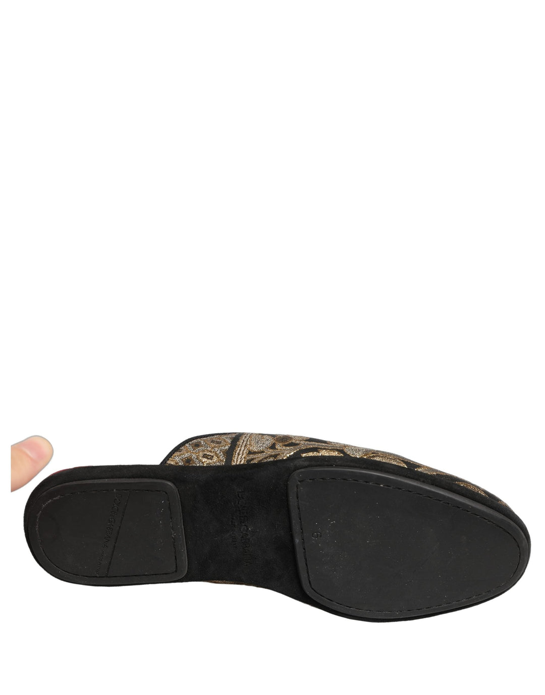 Men’s Dolce &amp; Gabbana Black Floral Jacquard Flats Sandals Men Shoes