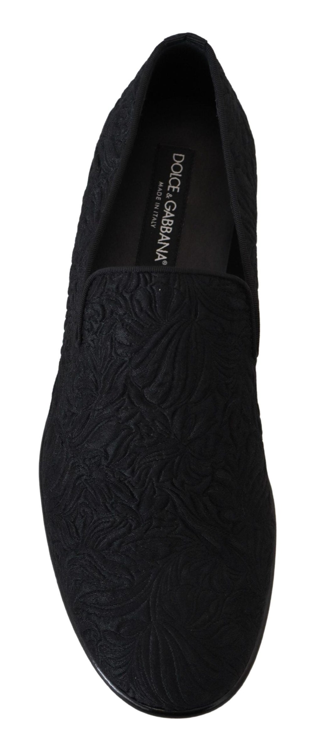 Men’s Dolce & Gabbana Black Floral Jacquard Slippers Loafers Shoes