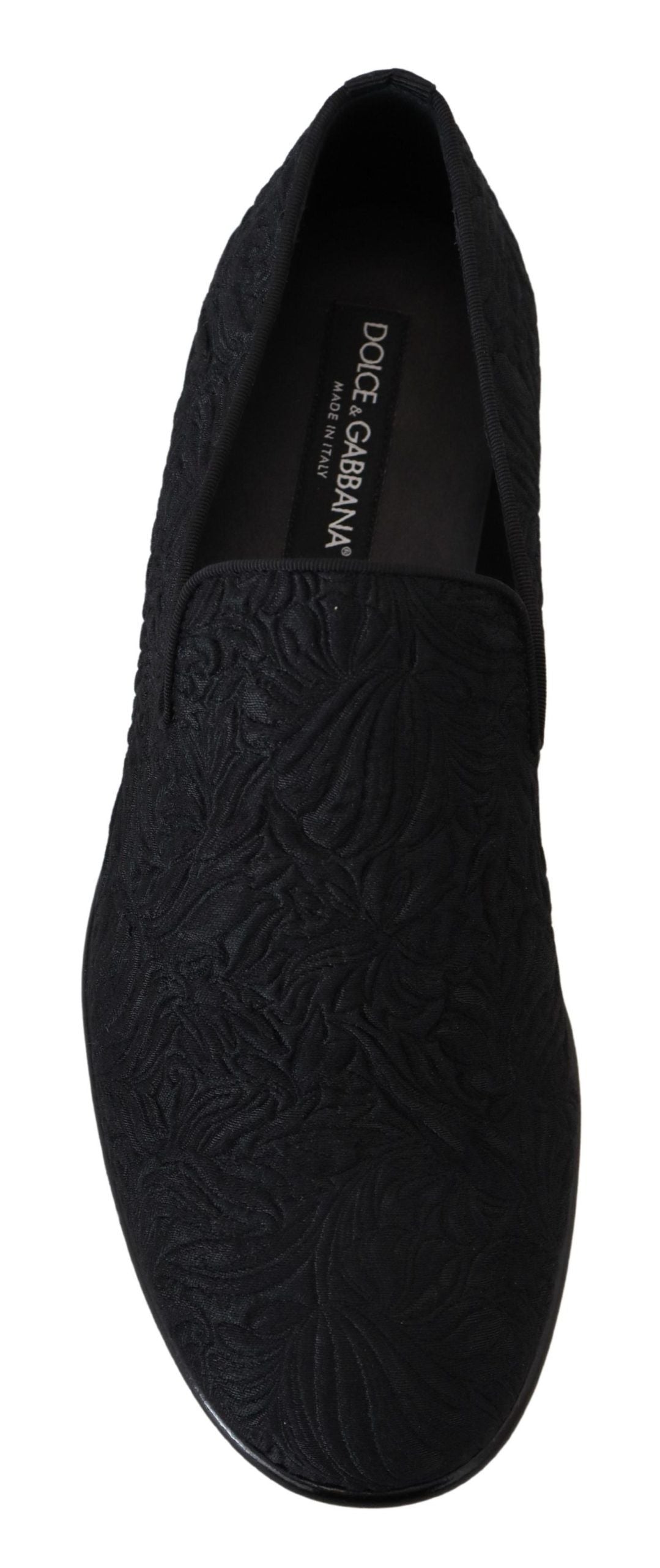 Men’s Dolce &amp; Gabbana Black Floral Jacquard Slippers Loafers Shoes