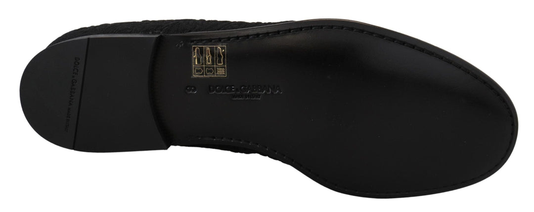 Men’s Dolce &amp; Gabbana Black Floral Jacquard Slippers Loafers Shoes