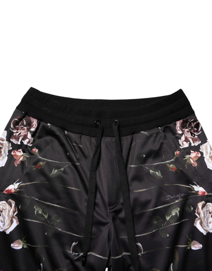 Men’s Dolce &amp; Gabbana Black Floral Straight-leg Chino Trouser Pants