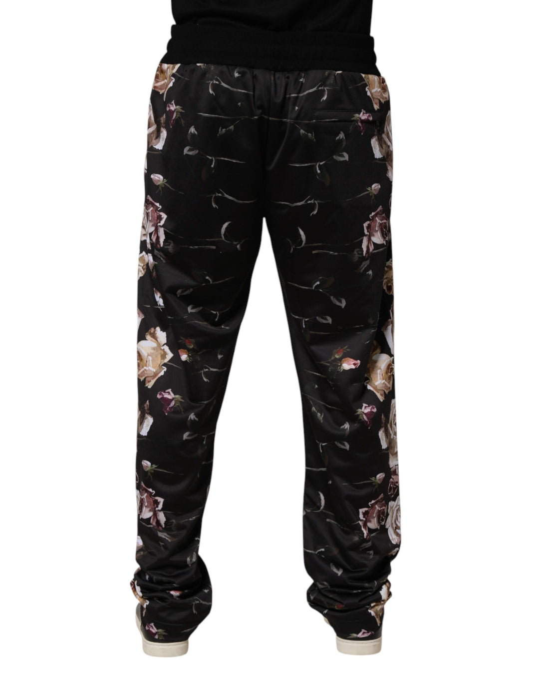 Men’s Dolce &amp; Gabbana Black Floral Straight-leg Chino Trouser Pants