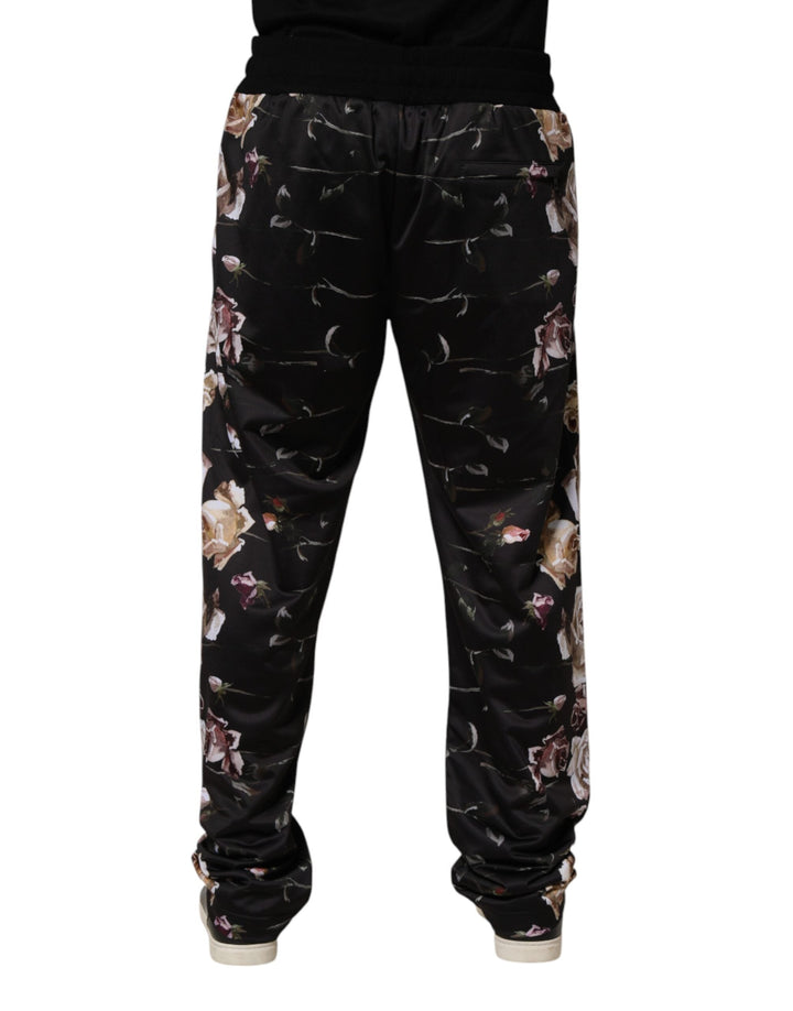 Men’s Dolce &amp; Gabbana Black Floral Straight-leg Chino Trouser Pants