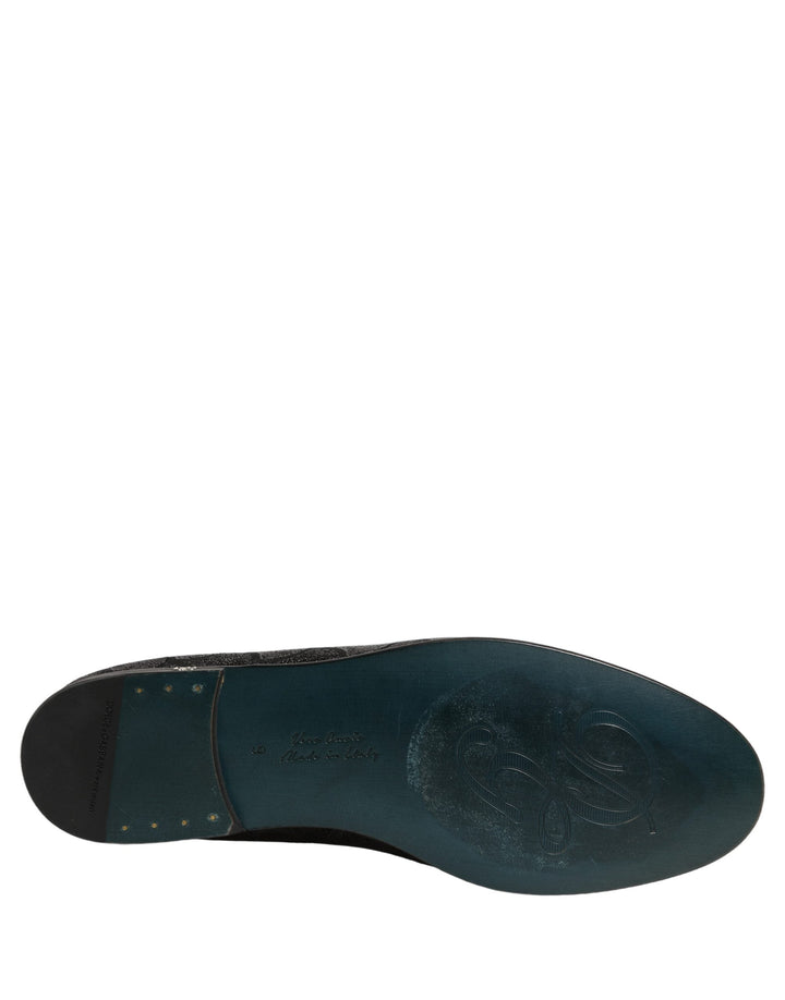 Men’s Dolce &amp; Gabbana Black Glitter Brocade Men Dress Loafers Shoes