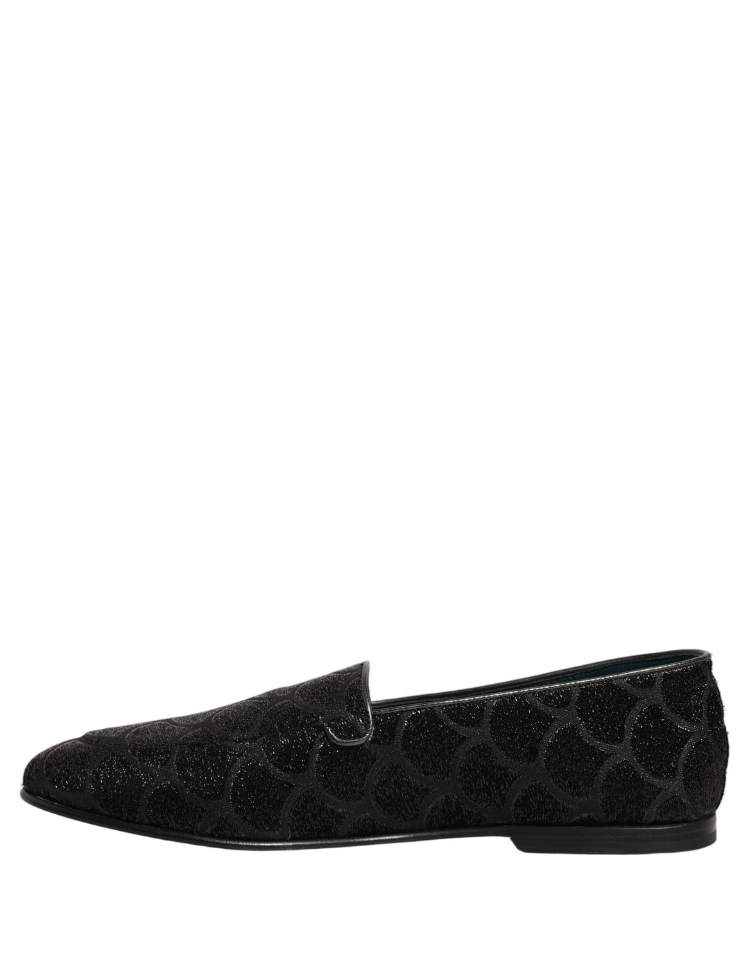 Men’s Dolce &amp; Gabbana Black Glitter Brocade Men Dress Loafers Shoes