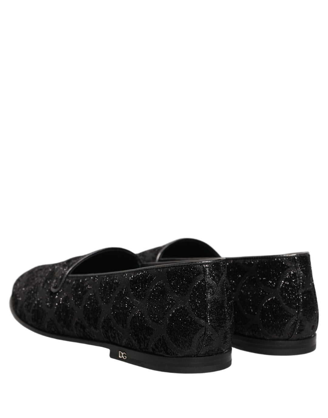 Men’s Dolce &amp; Gabbana Black Glitter Brocade Men Dress Loafers Shoes