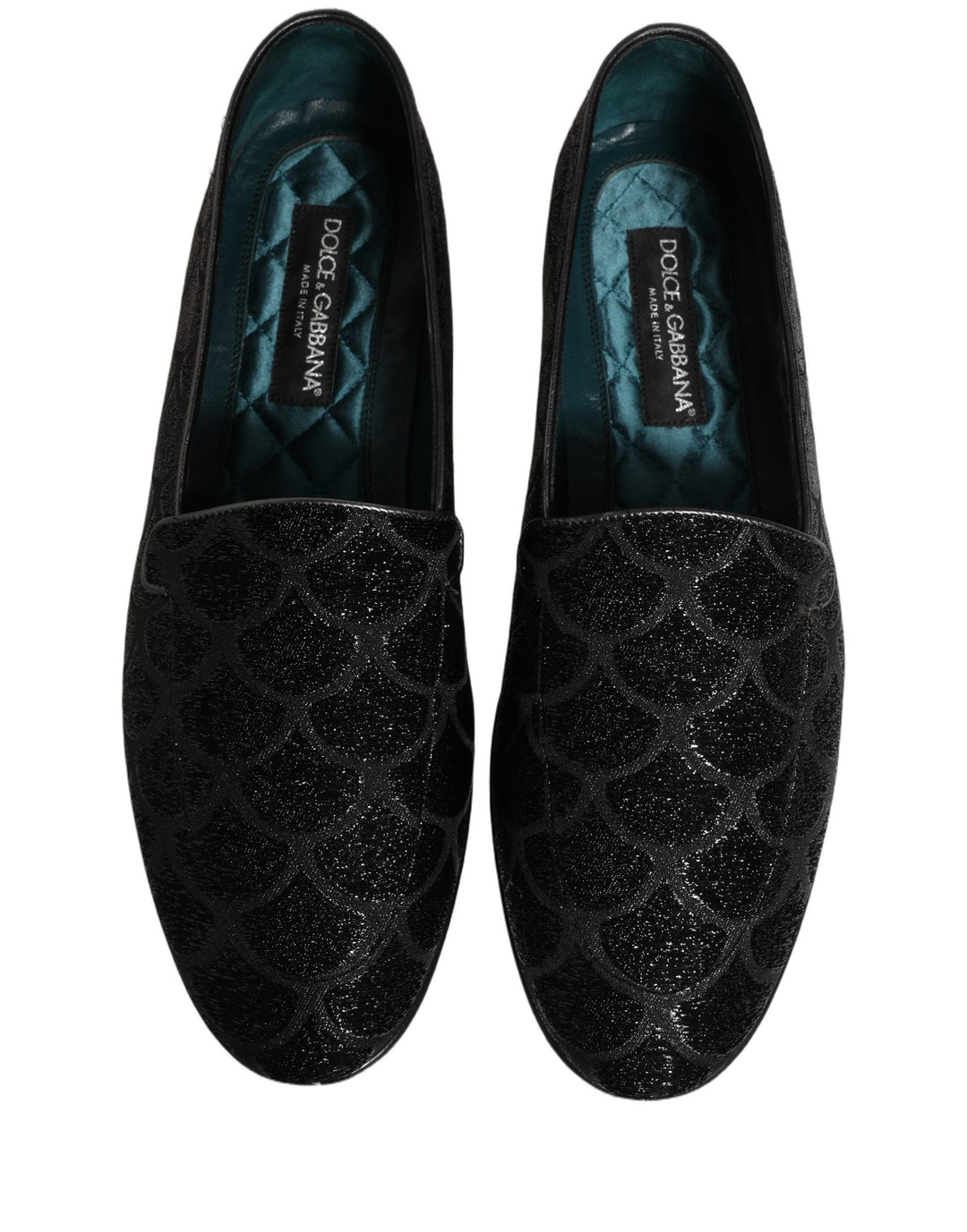 Men’s Dolce &amp; Gabbana Black Glitter Brocade Men Dress Loafers Shoes