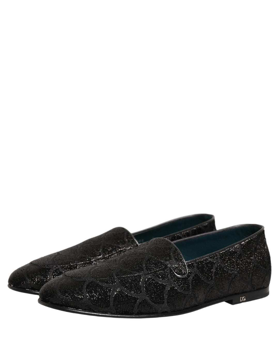 Men’s Dolce &amp; Gabbana Black Glitter Brocade Men Dress Loafers Shoes