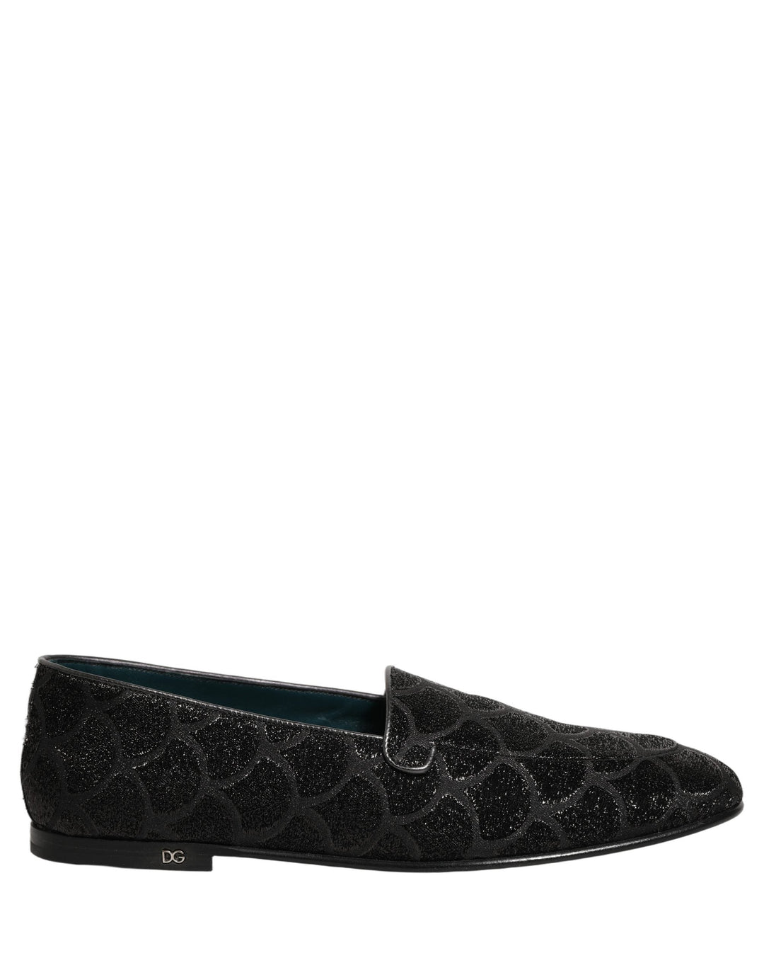 Men’s Dolce &amp; Gabbana Black Glitter Brocade Men Dress Loafers Shoes