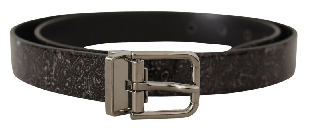 Dolce &amp; Gabbana Black Goccia Glitter Patent Leather Buckle Vernice Belt