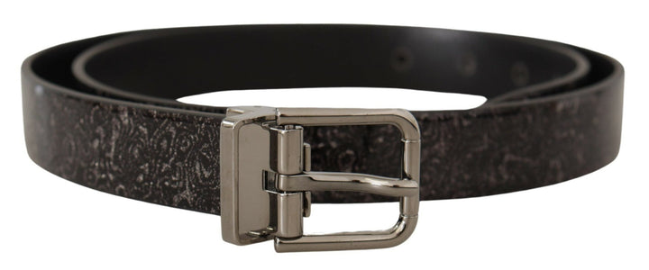 Dolce &amp; Gabbana Black Goccia Glitter Patent Leather Buckle Vernice Belt
