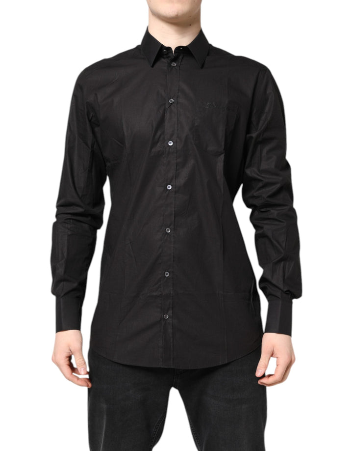 Men’s Dolce &amp; Gabbana Black Gold Cotton Collared Formal Dress Shirt