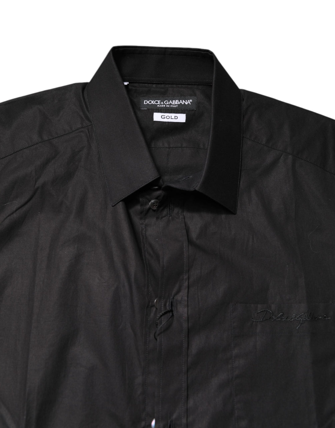 Men’s Dolce &amp; Gabbana Black Gold Cotton Collared Formal Dress Shirt