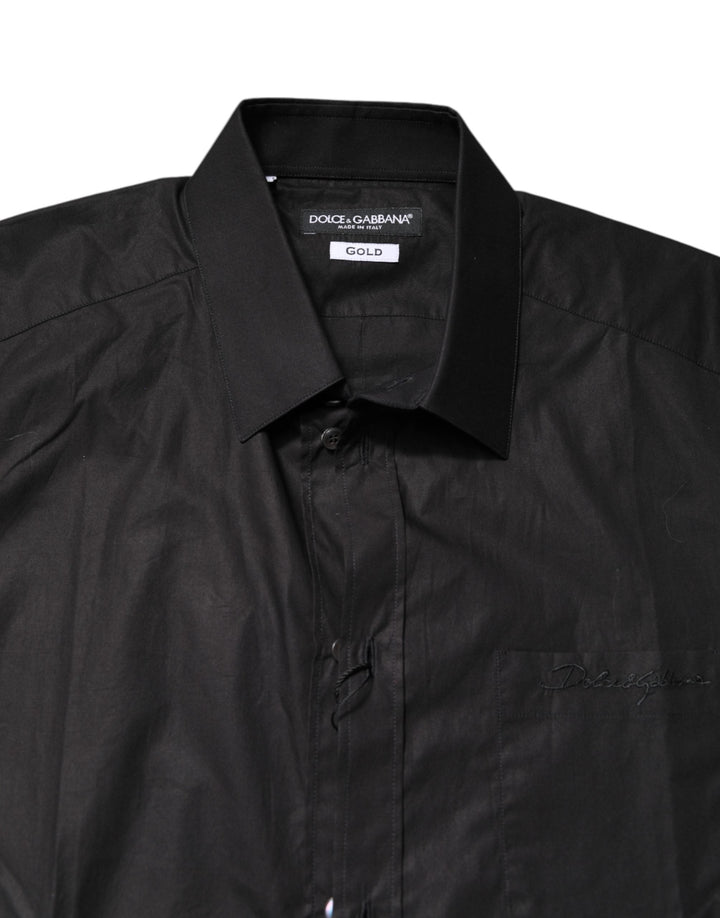 Men’s Dolce &amp; Gabbana Black Gold Cotton Collared Formal Dress Shirt